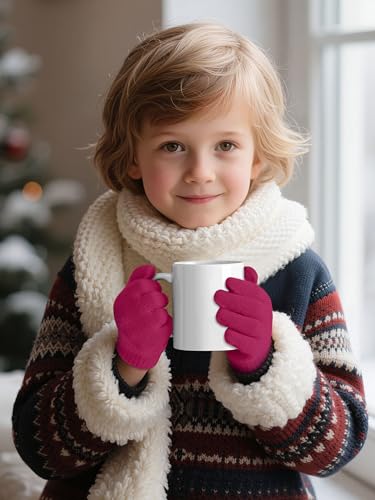 Image of Cooraby 12 Pairs Kid's Winter Magic Gloves Children Stretchy Warm Magic Gloves Boys or Girls Knit Gloves for 6-12 Years