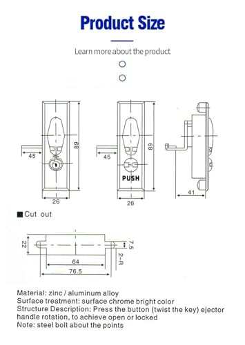 Verrouillage de porte MS505-1 pour armoire electrique et equipement industriel - 6
