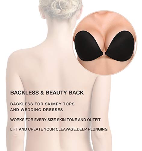 Image of Wingslove Adhesive Bra Reusable Strapless Self Silicone Push-up Invisible Sticky Bras for Backless Dress