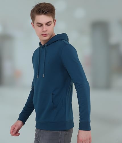 Image of TURMS Anti Stain Men's Hoodie | Anti Odor Water Repellent | Cotton Blend Casual Travel Edition Hooded Sweatshirt | Winter Wear Pullover