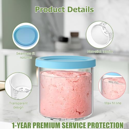 Image of Replacement for 4 Pack Ninja 16OZ Creami Pints Compatible with Ninja Ice Cream Maker NC301 NC300 NC299AMZ Series,BPA-Free & Dishwasher Safe,Reusable Insulated