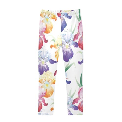 Girls' Leggings Purple Iris Flower Yoga Leggings Pants Tights Trousers Dance Pants Cute Girl Clothes, 4T