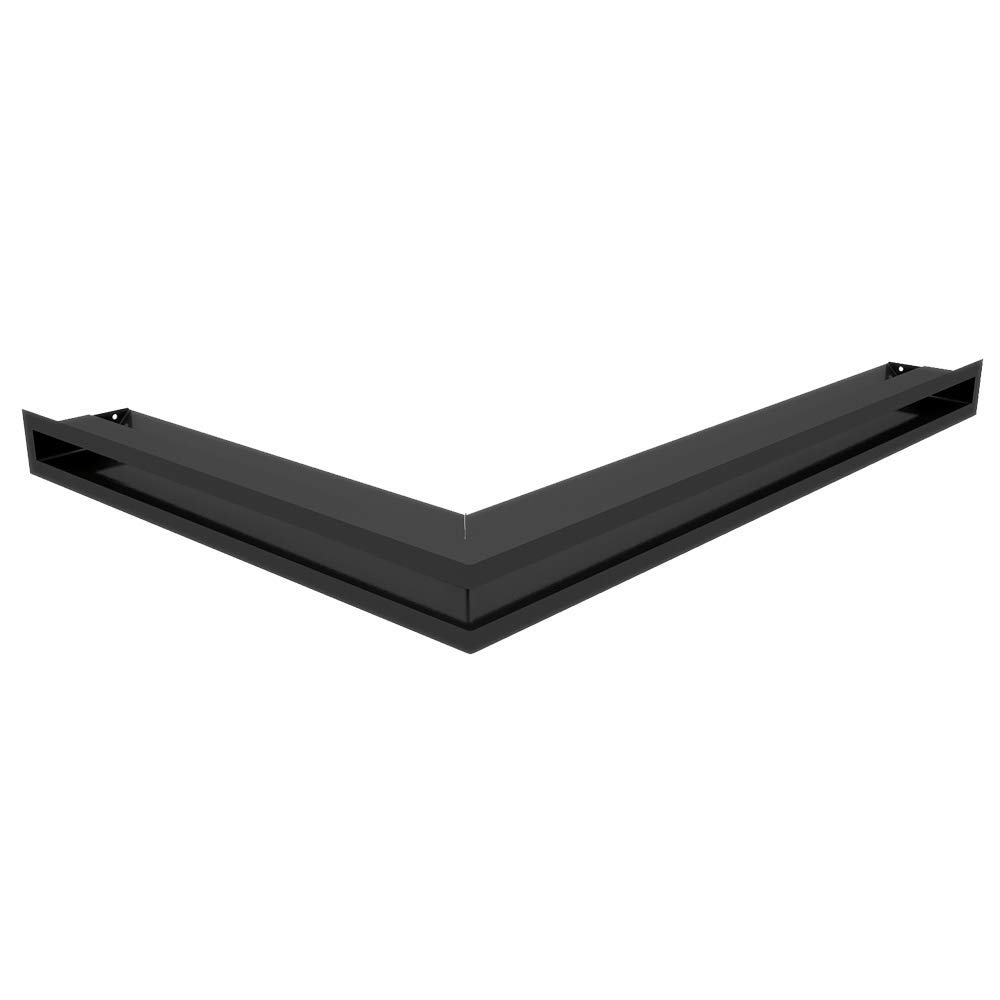 Rejilla de ventilación KRATKI Air | Rejilla para Chimenea de Esquina Derecha 547 x 766 x 60 mm | Negro | Rejilla de Escape para ventilación de chimeneas | Salida de aire de 45° para ventilación de chimenea. Para interiores modernos, para distribución de a