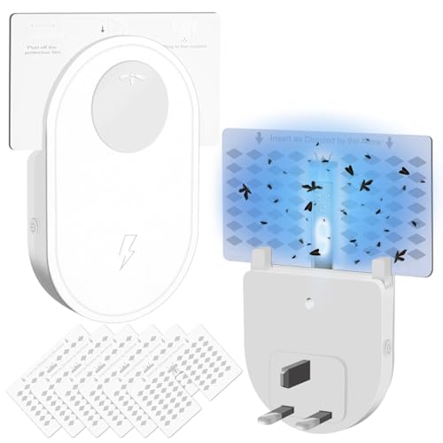 SLEEPHEAD Fly Trap Indoor for Home Plug-in Flying Insect Trap for Flies Fruit Flies Moths Gnats Mosquito Killer Insect Catcher Fly Tapper with 6 Refill Glue Cards for Home Office