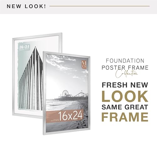 Image of MCS Foundation 16x24 Poster Frame Traditional Silver, Vertical & Horizontal Wall Hanging Large Picture Frame for Photos, Posters & Art Prints (1-Pack)
