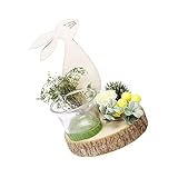 SOLUSTRE 1 Stück Nordischer Stil Holzkerzenhalter mit Glasbecher Kreativer Hasen Kerzenständer...
