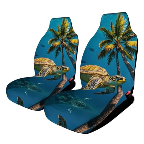Housse de siège de voiture anti tache élastique motif tortue et palmier