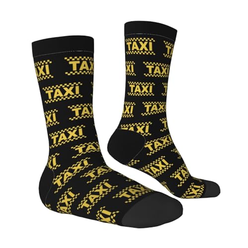 Taxi Driver Cab Mid Calf Socks for Men's and Women's Soft Breathable Cotton Crew Socks3