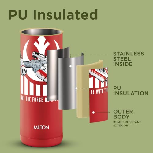 Image of Milton Steel Force 900 Thermoware Water Bottle 600 ml with One Touch Safety Lock & Twin Lid Sip or Gulp, Long Hours Hot & Cold, Leak Proof, ISI Certified, PU Insulated, for Kids, Gym, School, Maroon