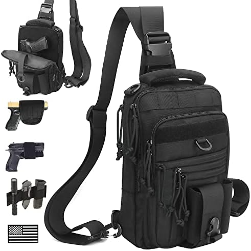 DegeTMVe Dual Pistol Holster Chest Bag Concealed Carry Sling Crossbody Tactical Range Gun Convertible Backpack Shooting Hunting