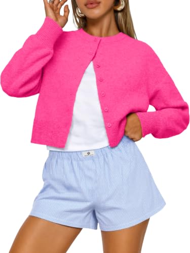 Image of Trendy Queen Cropped Cardigan Sweaters for Women Fall Fashion Clothes 2026 | Lightweight Knit Button-Down, Versatile Layering Piece for Fall, Spring & Office Wear