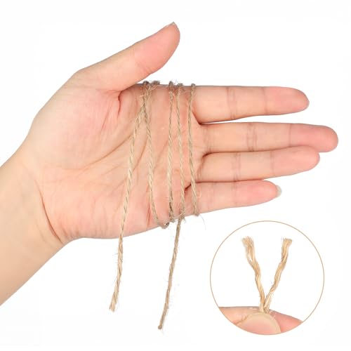 KINGLAKE Natural Jute Twine String - 1.5mm Twine String for Crafts 328 Feet 2 Ply Jute Rope for Gift Wrapping Christmas Packing Arts Decoration Wedding Gardening