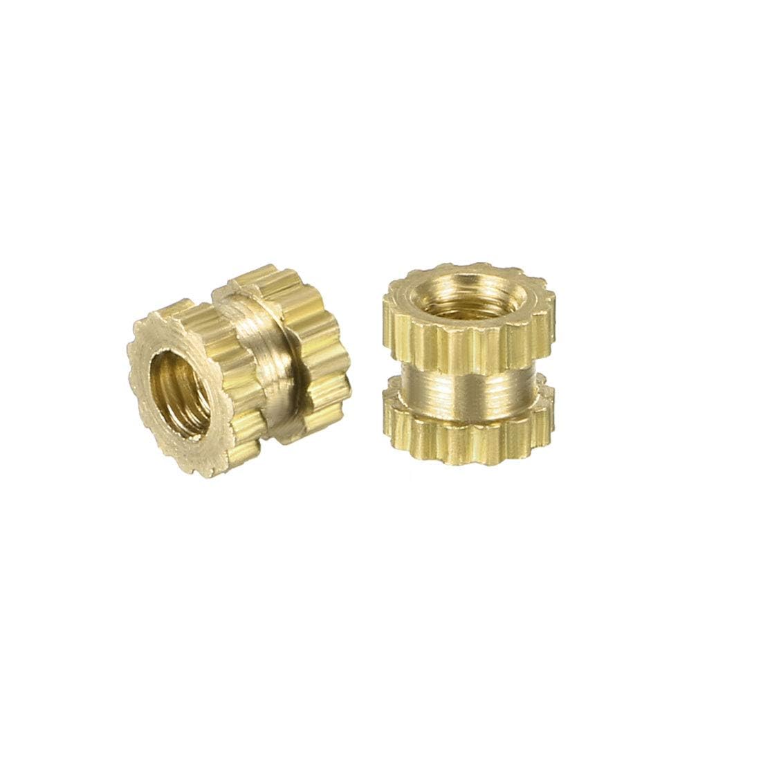 TOP-VIGOR 10Pcs Threaded Insert Knurled Nuts, 1/4-20 Brass Female Thread Knurled Nuts, Embedment Nut Insert for 3D Printer