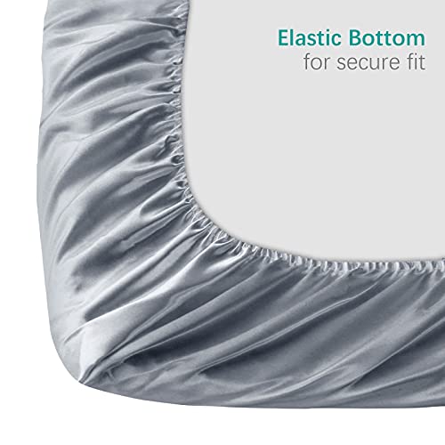 Satin Pack And Play Sheet Fitted, 2 Pack Portable Playard | Mini Crib Sheets, Ultra Soft Satin Microfiber Pack N Play Sheets, Grey & Navy, Preshrunk #TOP4