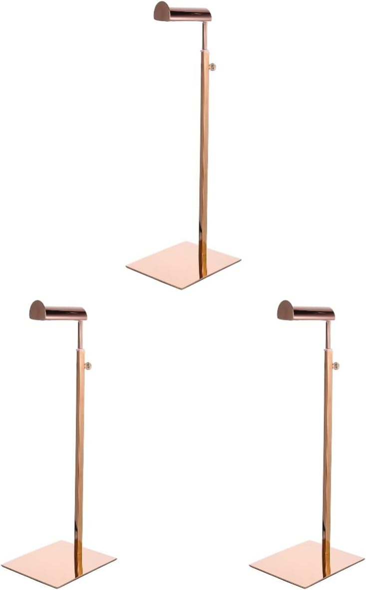 Cabilock 3 Pcs Adjustable Handbag Display Rack, Stainless Steel Purse Holder with Eva Non-Slip Base, Rose Gold Bag Organizer for Retail Store and Home Use