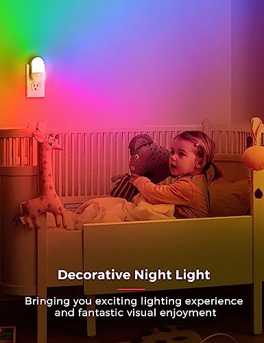 Image of L LOHAS LED Night Light for Kids [2 Pack], 8-Color Changing Night Lights | Plug into Wall, RGB LED Nightlights, Nightlight with Light Sensor, Cute Night Light for Bathroom Decor, Children Room,Gift