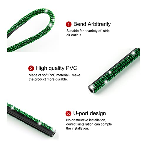 Singaro 10 Pieces Car Air Conditioner Bling Air Outlet Decorative Strips, Shiny Rhinestone Bendable Decorative Strips, Universal For Most Air Outlets, Car Interior Accessories (Green) #TOP2