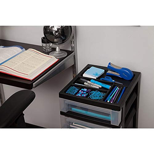 Iris 4-Drawer Rolling Storage Cart With Organizer Top, Black #TOP5