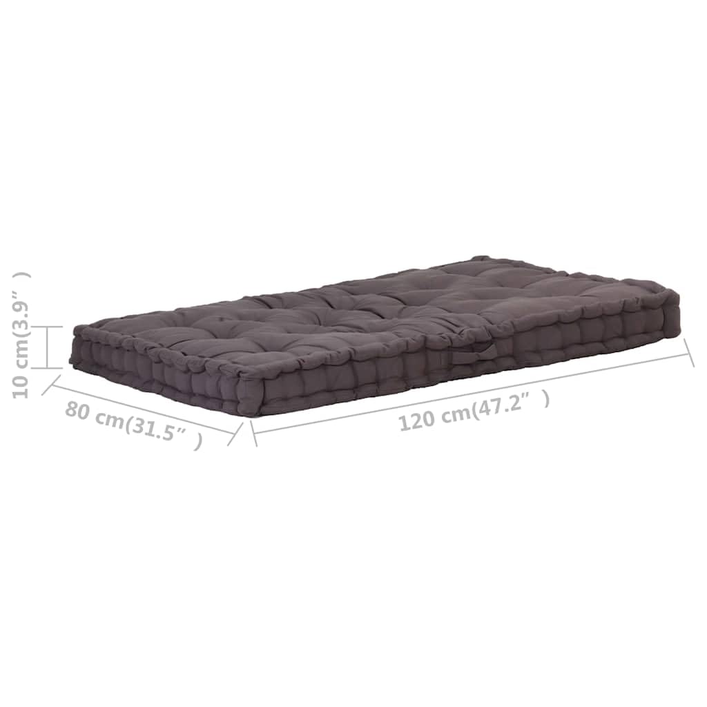 vidaXL Cuscino per Pallet e Pavimento Imbottitura Protezione Tappetino Pavimentazioni Cuscinetto Accessori per Divani in Cotone 120x80x10 cm Antracite