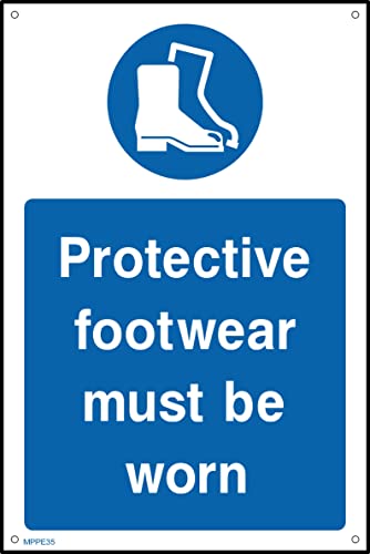 Protective Footwear Must Be Worn - 400mm x 600mm - 3mm Metal Composite Drilled Sign (MPPE35)