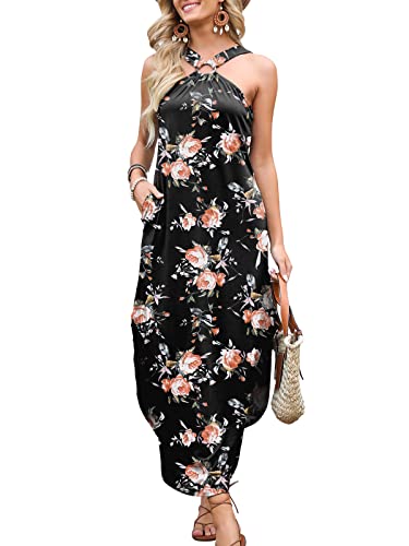 ANRABESS Women's Casual Loose Maxi Dress Sleeveless Slit Summer Beach Dress with Pockets