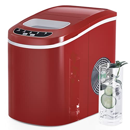 SIMOE Ice Maker Countertop, 26.5lbs in 24Hrs, 9 Ice Cubes Ready in 6-10 Mins, Self-Cleaning Portable Ice Machine with Ice Scoop and Removable Basket, 2 Ice Sizes for Home Kitchen Office Bar, Black