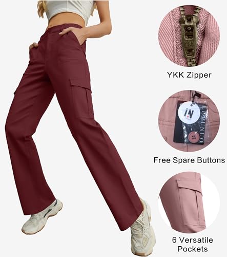 Image of Lepunuo Cargo Pants for Women High Waisted Casual Pants Baggy Stretchy Wide Leg Y2K Streetwear with 6 Pockets