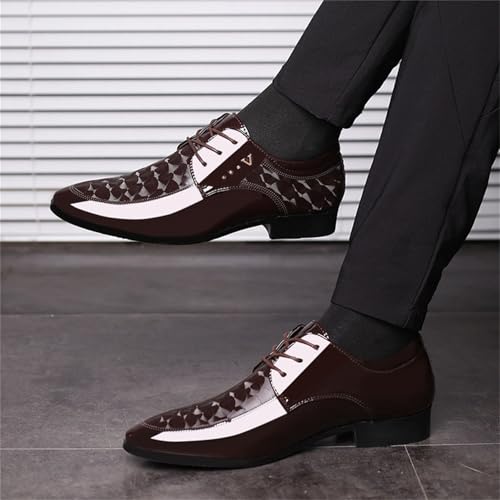 Image of Men's Vintage Elegant Patent Leather Dress Shoes Lace-up Formal Business Oxfords Wedding Prom