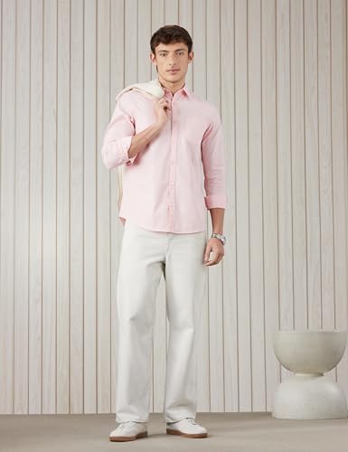 Image of Amazon Brand - Symbol Men's Solid Slim Fit Cotton Casual Shirt | Plain | Full Sleeve | Summer (Available in Plus Sizes)
