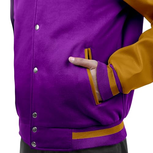 Image of Baseball Wool Letterman Varsity Faux Leather Sleeve For Men | Wool Varsity Bomber Jacket