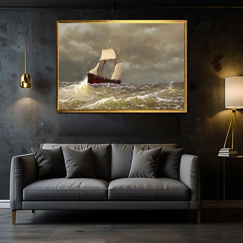 Tableau sur toile voilier en mouvement déco murale salon aventure marine 30x40 - 2