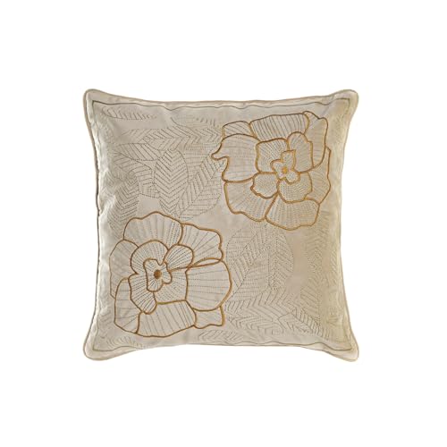 Coussin en polyester 45x45 cm de 600g avec broderie fleurs - 2