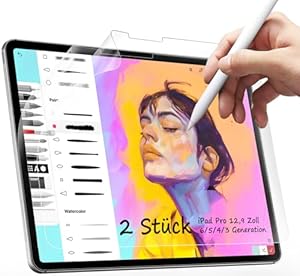 Mamol 2 Stück Papier Schutzfolie für iPad Pro 12,9 Zoll 2022,2021,2020,2018, Papier-Displayschutzfolien, matte Papierfolie zum Zeichnen, Skizzieren und Schreiben mit dem Apple Pencil