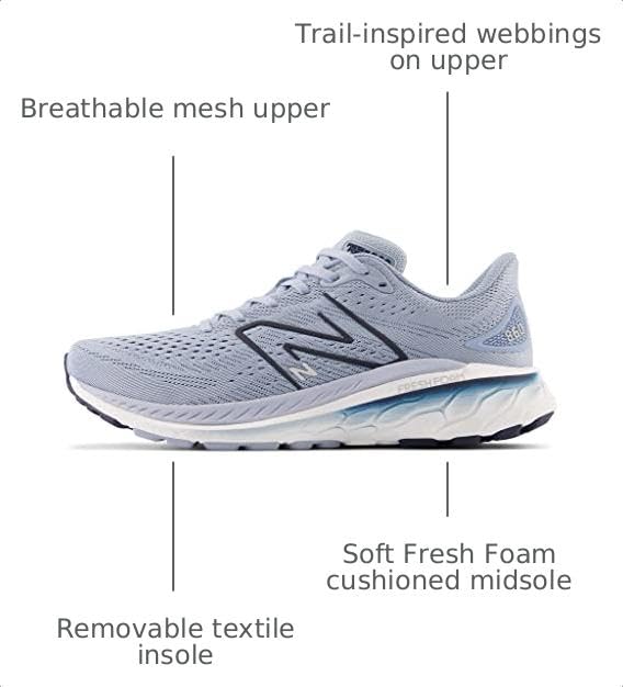 Image of New Balance Men's Fresh Foam 860 V13 Running Shoe, Light Arctic Grey /Natural Indigo, 12 Medium