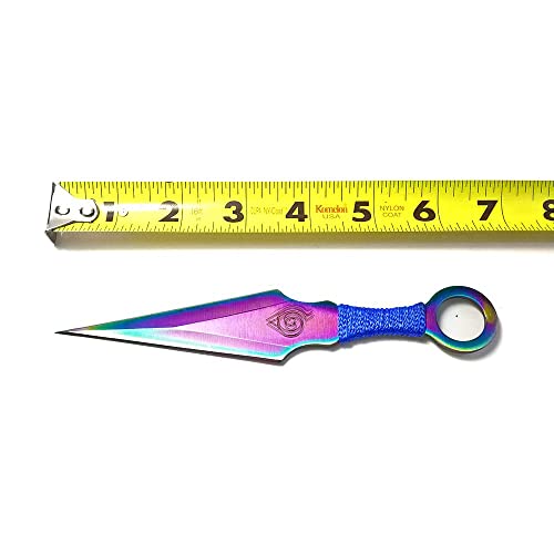 Avias Knife Supply Steel Anime 3 Piece Kunai Thrower Throwing Blades Display Set Japanese Ninja, 6-1/2-Inch Overall For Recreation… (Rainbow Leaf Style) #TOP1