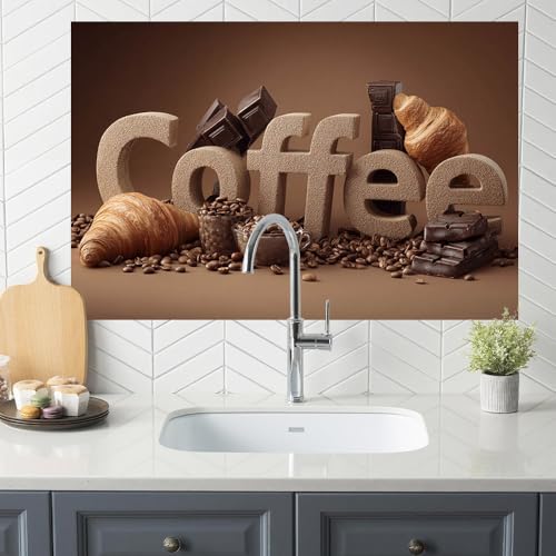 Image of Coffee Bar Croissant Backsplash Peel and Stick, 35.4x23.6 in