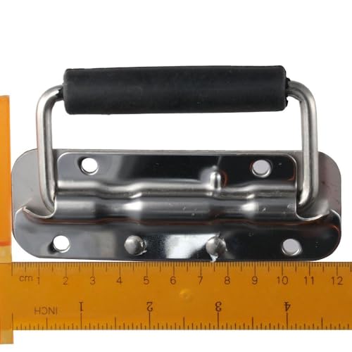 Image of 2pcs Spring Loaded Case Handle, 304 Stainless Steel Surface Mount Chest Handle with Rubber Grip,120mm