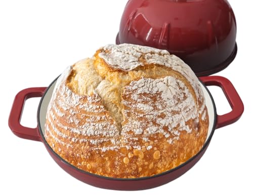 Cuisiland-Enameled-Cast-Iron-Round-Bread-Oven-with-10-inch-Diameter-5-Quart-Capacity-Handle-for-Cooking-Baking-Roasting-Stewing-and-Braising-Suitable-for-Stoves-Ovens-and-Grills