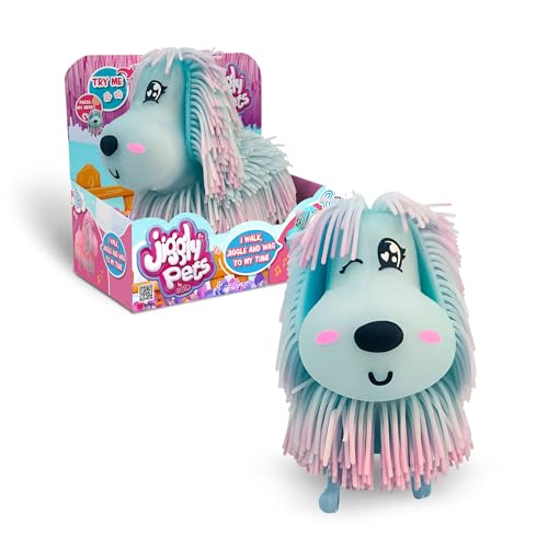 Jiggly Pets - Pup Azul, Perrito Que Camina, Baila y se Agita al Ritmo de la Música, Incluye Expresiones Faciales, Efectos de Sonido, Pelo Suave y Elástico, Niños 4 años+, Famosa (JGG03200)