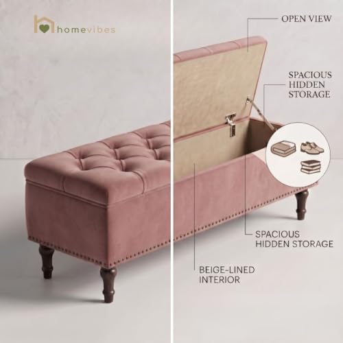 Image of Velum 3 Seater Sofa for Living Room & Office | Premium Fabric Upholstery | Solid Wood Frame | Comfortable Seating | 3 Years Warranty (Blush Pink, Storage Ottoman)