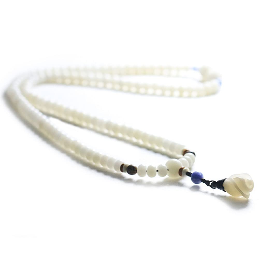 108 Bracciale Bodhi in Giada Bianca Collana con Perline di