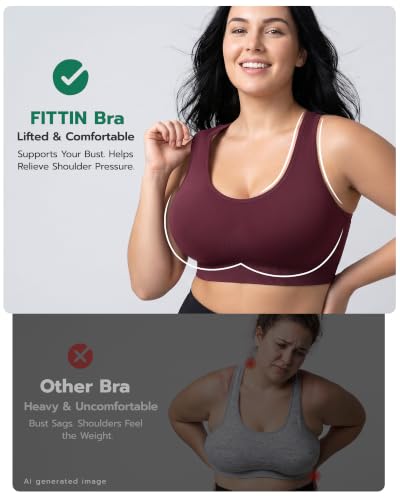 Image of FITTIN Adjustable Sports Bra for Women: Support for Large Bust | No More Settling Dial in Your Perfect Fit Full Coverage No Spillage for Gym Workout Yoga - for Plus Size Large Bust Women