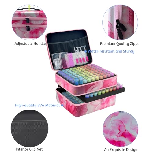 Image of 240 Slot Diamond Art Storage Box | Pink Bead Organizer Case with Drill Tools, Portable Craft Box, For 5D DIY Art Kits