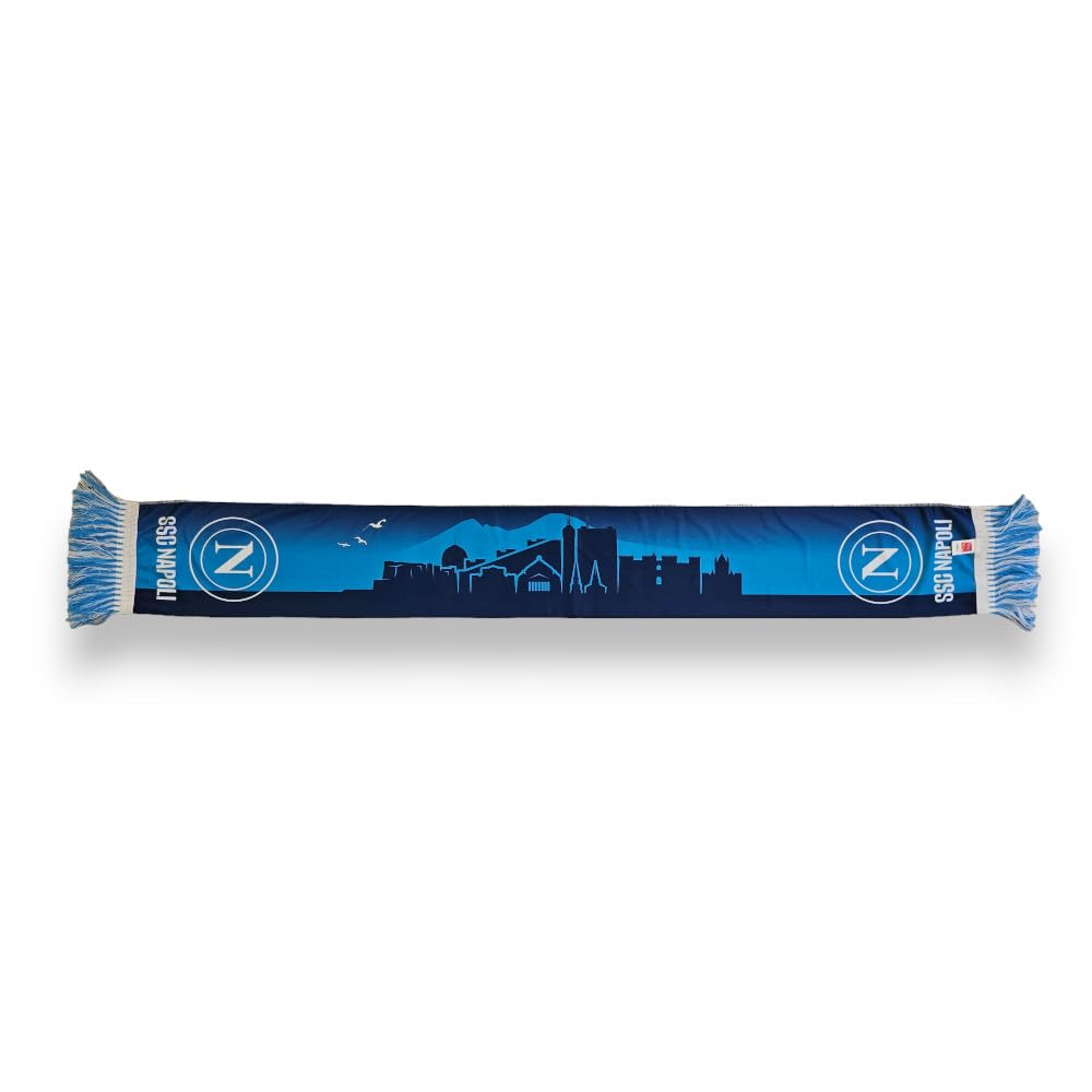 3R Sport SSC Napoli Polyester Scarf Official Product 100% Polyester, Light Blue, White, Blue