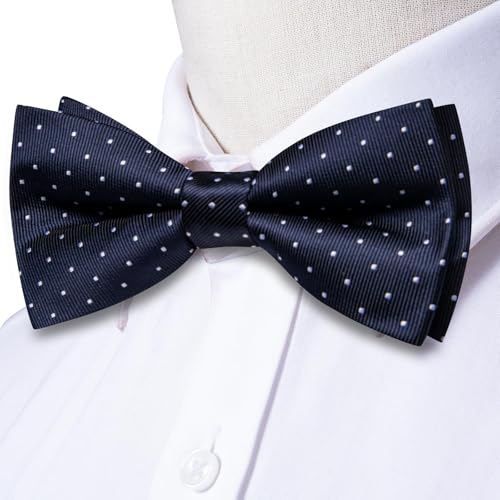 Image of Dubulle Mens Paisley Striped Bowtie Set Pre-tied Bowtie for Men and Pocket Square Set Wedding Business