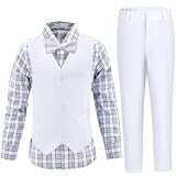 Qisuma White Suit for Boys Communion Christening Outfit Kids Easter Suits Formal Wear Size 2t