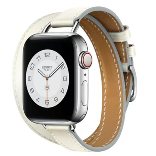 Bracelet de montre femme en cuir double tour pour Apple Watch Series 10
