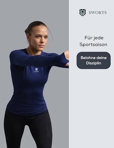 SWORTS Base Laufshirt Damen I Sport Longsleeve mit Kompression & Daumenloch (Running Baselayer Women)