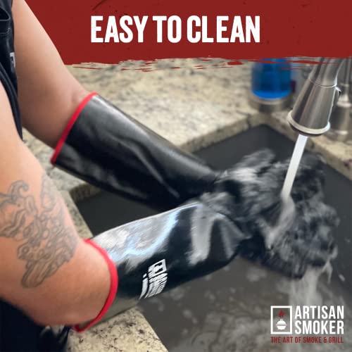 Bbq Gloves Extreme Heat Resistant, Black Grilling Gloves With Breathable Cotton Lining, Waterproof, Fireproof, Oil Resistant Non-Slip, Smoker Grill Gloves, Great For Frying Cooking Oven Pit Barbecue #TOP4