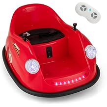 HONEY JOY 12V Bumper Car, Toddler Ride On Toy with Remote Control, 360 Degree Spin, Music, Bright LED Lights, Electric Bumping Car for Kids, Gift for Boys Girls Red